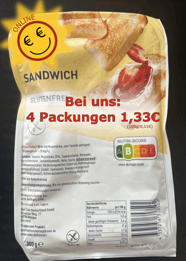 4 Packungen Sandwich
